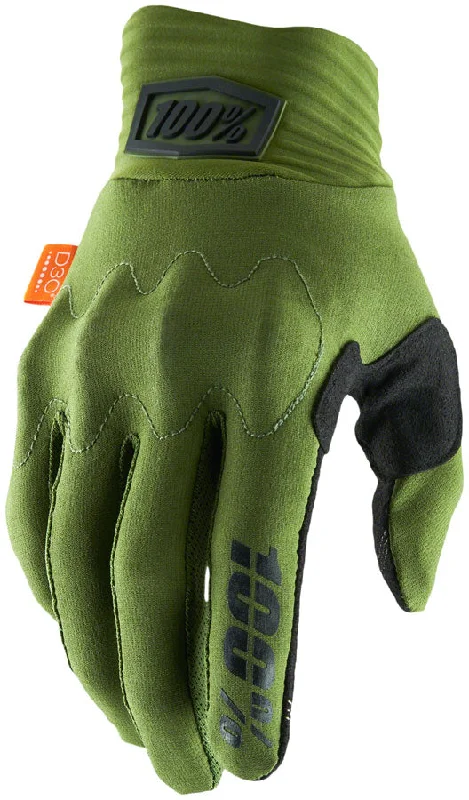 bicycle gear personalization-100% Cognito Gloves - Army Green/Black Full Finger Mens Small