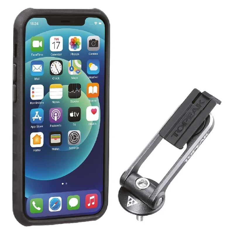 bicycle gear flexibility-Custodia Topeak RideCase per iPhone 12 Mini nera/grigia con supporto