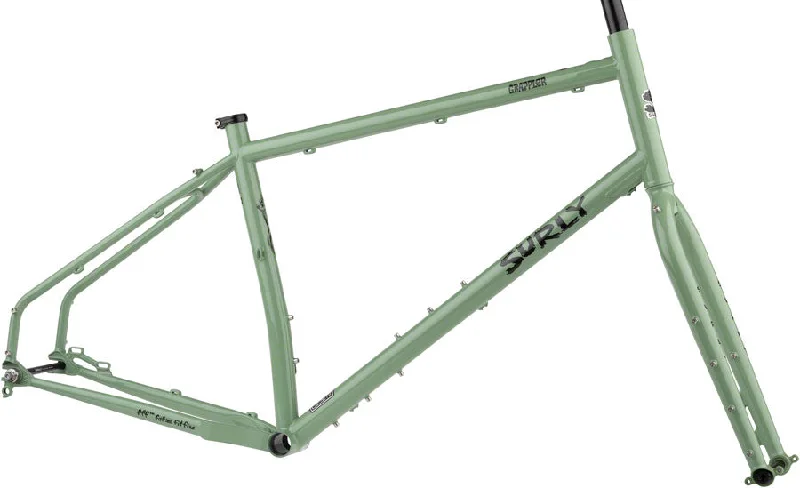 bicycle stem toughness-Surly Grappler Frameset - 27.5 Steel Sage Green Large