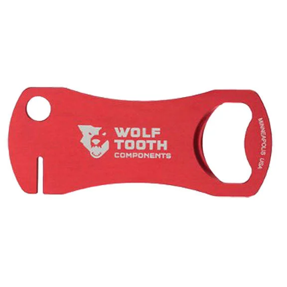 bicycle saddle resilience-Wolf Tooth Components Bottle Opener and Rotor Truing Tool Red