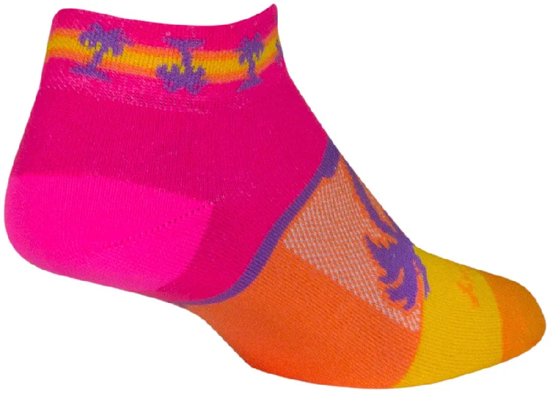 bicycle chain resilience-SockGuy Tropical Classic Low Socks - 1" Pink/YLW/Orange Womens Small/Medium