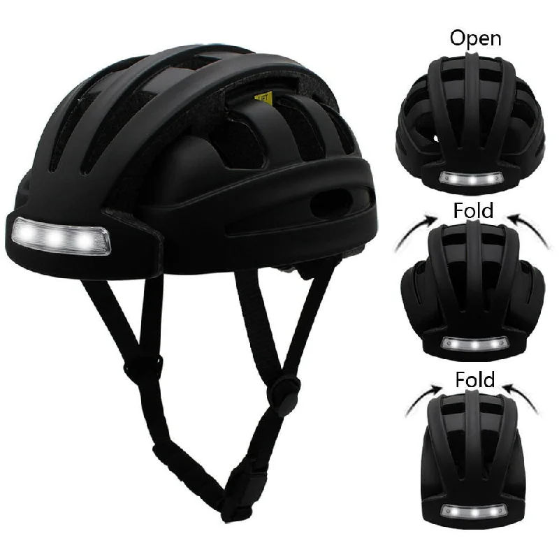 bicycle rim rigidity-LED Portable Riding City Helmet Folding Cycling MTB Road Helmet Bicycle Lightweight With Taillight Headlight