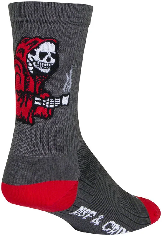 bicycle pad personalization-SockGuy SGX Rise and Grind Socks - 6" Gray Large/X-Large