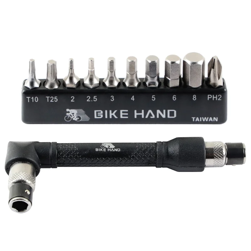 bicycle chain elasticity-BIKEHAND Portable Compact Magnetic Twin Head 1/4 Inch Socket Hex Wrench Screw Driver 10 Pieces Set - Allen Key Torx Phillips Bit - Great Maintenance Tool for MTB, Mountain, Road Bike