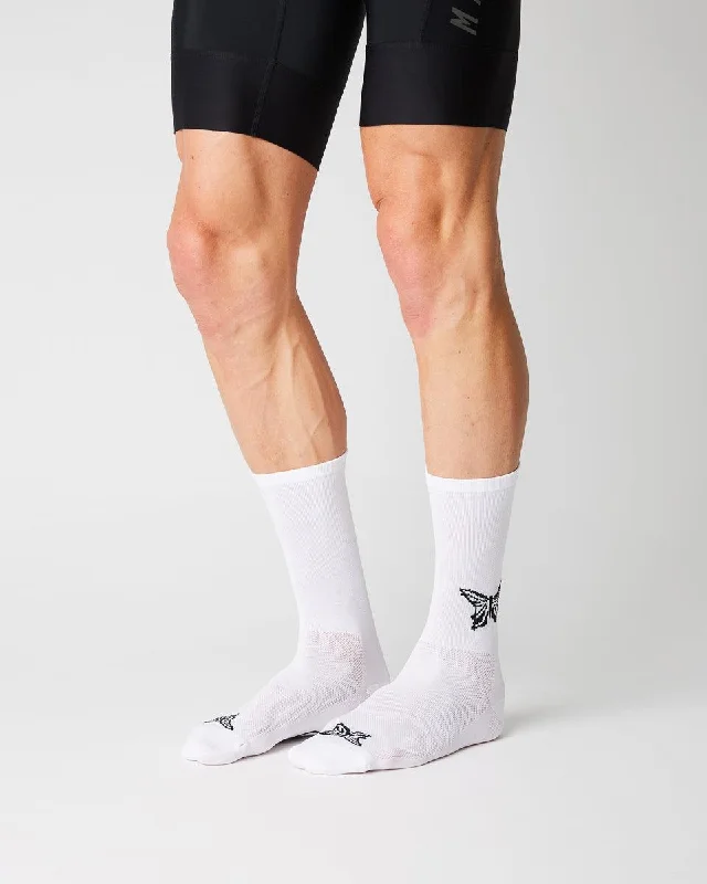 bicycle valve suppleness-FINGERSCROSSED SOCKS | Summer 23 | #15_06 BUTTERFLY - WHITE