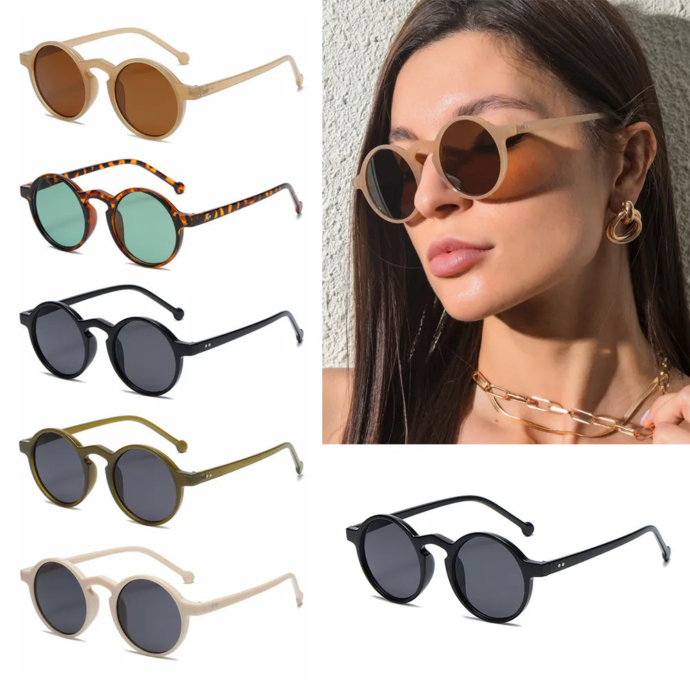 bicycle handlebar tuning-Retro Round Sunglasses for Women Brand Designer Vintage Small Frame Sun Glasses Fashion Korean Style Eyewear UV400