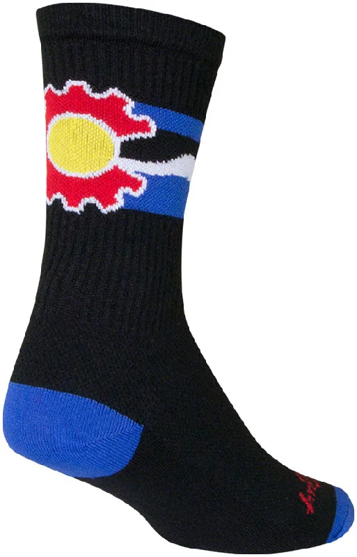 bicycle handlebar tuning-SockGuy Crew Cogorado Socks - 6" Black Large/X-Large