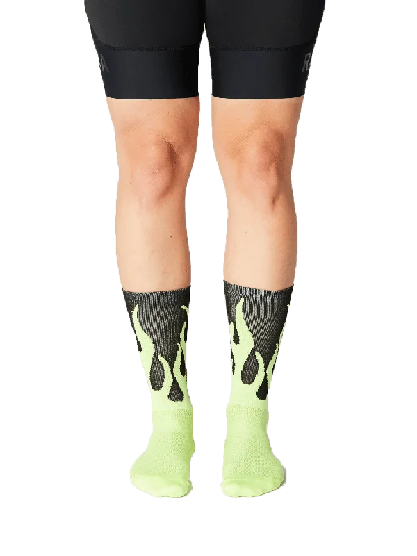 bicycle valve maneuverability-FINGERSCROSSED SOCKS | #11_08 FLAMES - BLACK / NEON