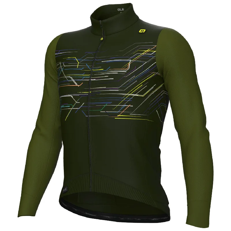 bicycle cleat toughness-Maglia maniche lunghe Ale PR-E Megabyte - Verde