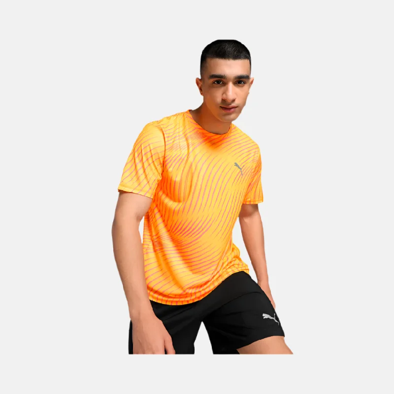 bicycle pedal precision-Puma Run Favorite Printed Men's Short Sleeve Running T-shirt -Sun Stream/Q3 Print