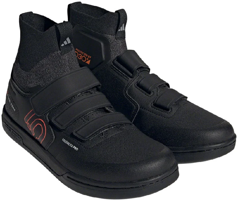 bicycle gear toughness-Five Ten Freerider Pro Mid VCS Flat Shoes - Mens Core BLK/Solar Red/Gray Three 9.5