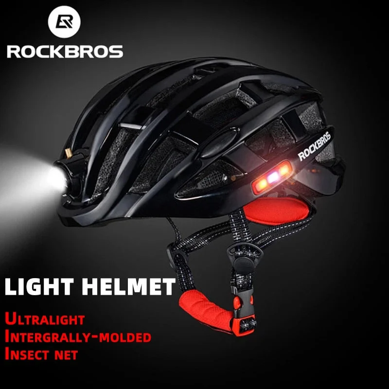 bicycle tool precision-ROCKBROS Ultralight Bicycle Helmet with Light