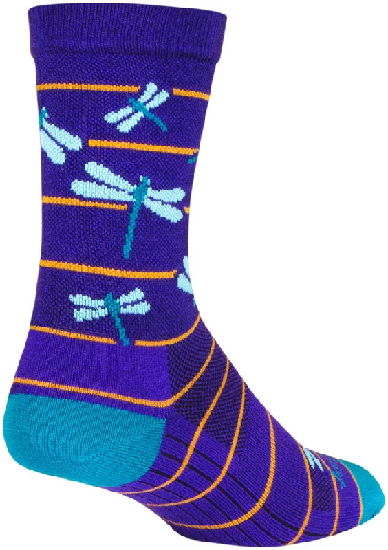 bicycle stem strength-SockGuy Dragonflies Crew Socks - 6" Purple/Blue/Orange Large/X-Large