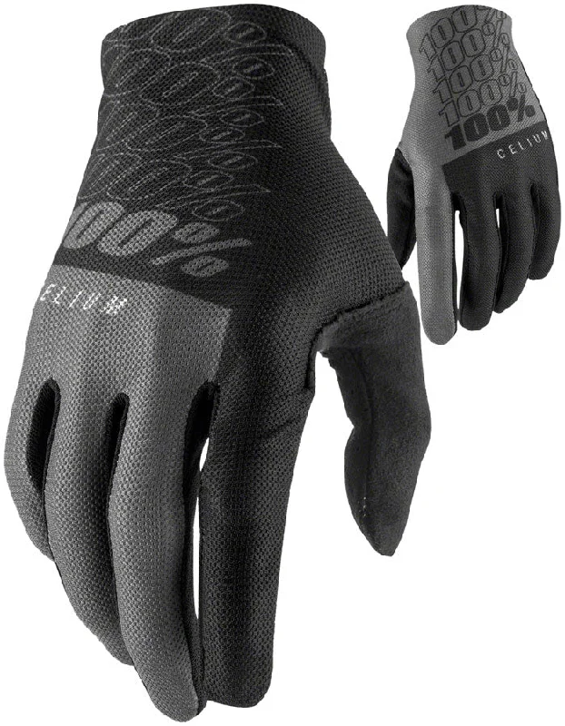 bicycle cleat toughness-100% Celium Gloves - Black/Gray Full Finger Mens Large