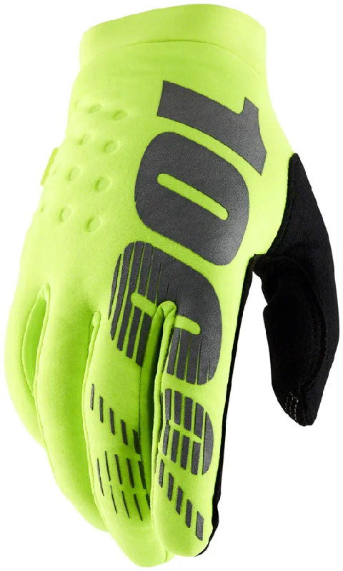 bicycle brake precision-100% Brisker Gloves - Flourescent Yellow/Black Full Finger Mens Small