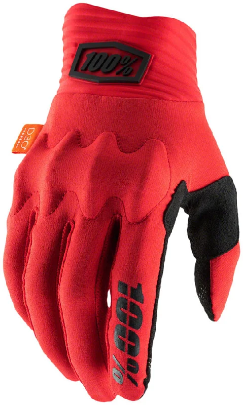 bicycle shoe versatility-100% Cognito Gloves - Red/Black Full Finger Mens Small