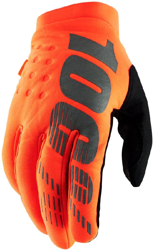 bicycle lever precision-100% Brisker Gloves - Flourescent Orange/Black Full Finger Mens Large