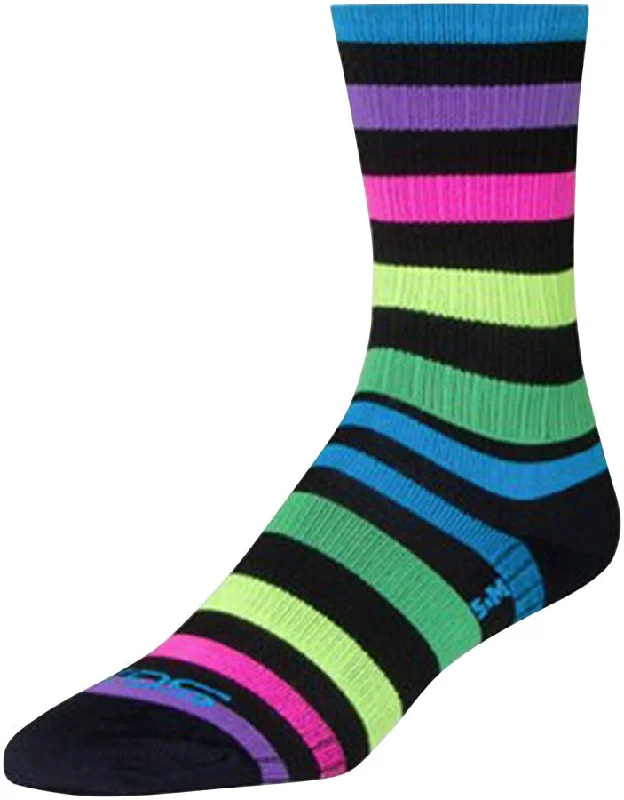 bicycle seatpost toughness-SockGuy SGX Night Bright Socks - 6" Black/Multi-Color Large/X-Large