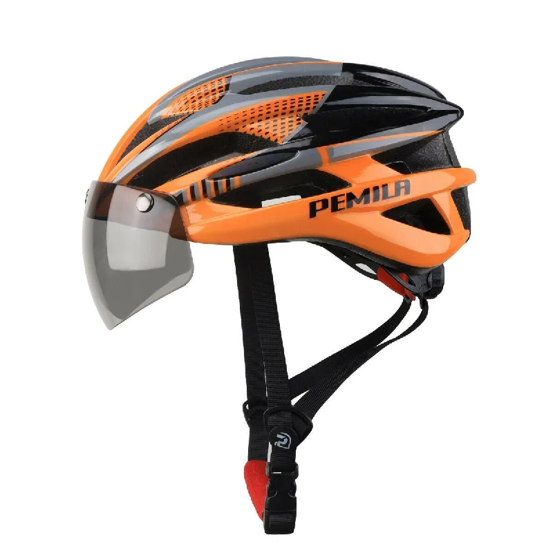 bicycle stand control-PEMILA New Ultralight Cycling Helmet With Goggles Sun Visor Lens Bicycle Helmet Men Women MTB Road Bike Motorcycle E-Bike Helmet