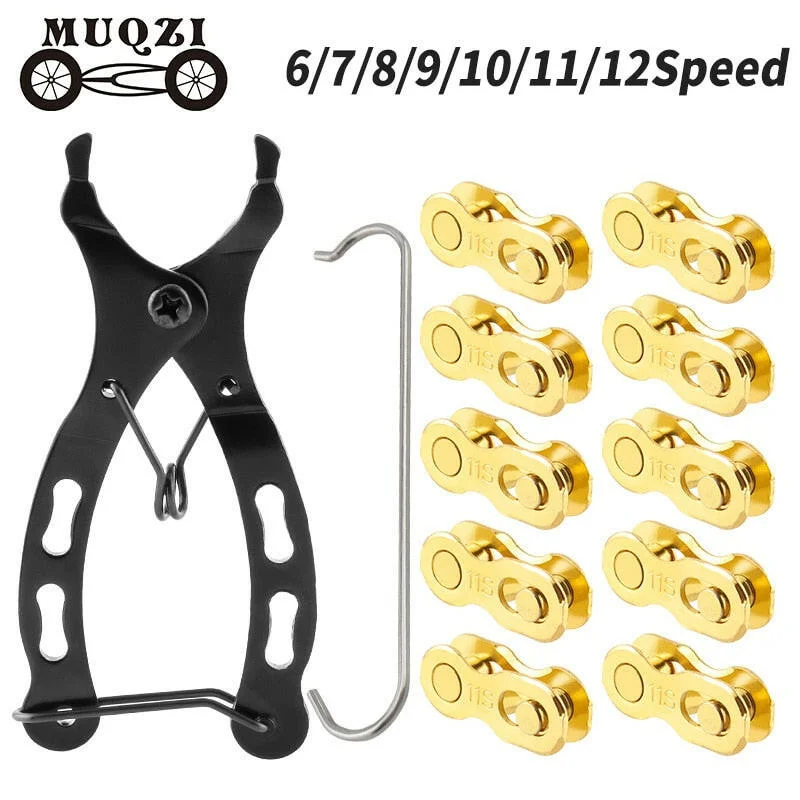 bicycle wrist precision-MUQZI Bicycle Chain Repair Tool Kit MTB Road Bike Chain Removal Install Plier With 5 Pairs 6 7 8 9 10 11 12 Speed Quick Link