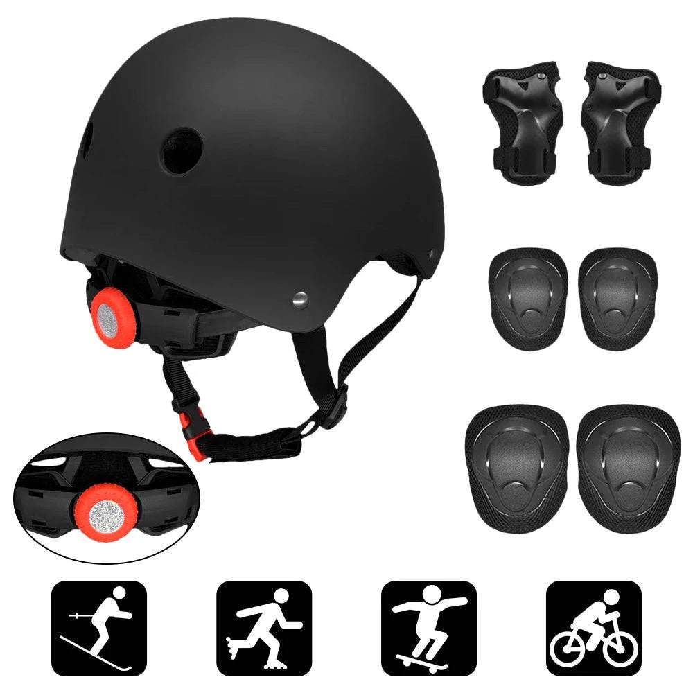 bicycle paint balance-Kids 7 in 1 Helmet and Pads Set Adjustable Kids Knee Pads Elbow Pads Wrist Guards for Scooter Skateboard Roller Skating Cycling