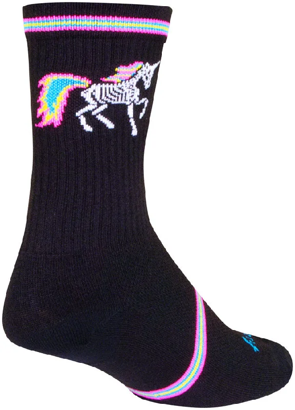 bicycle track precision-SockGuy Dark Magic Crew Socks - 6" Black/Multi Small/Medium