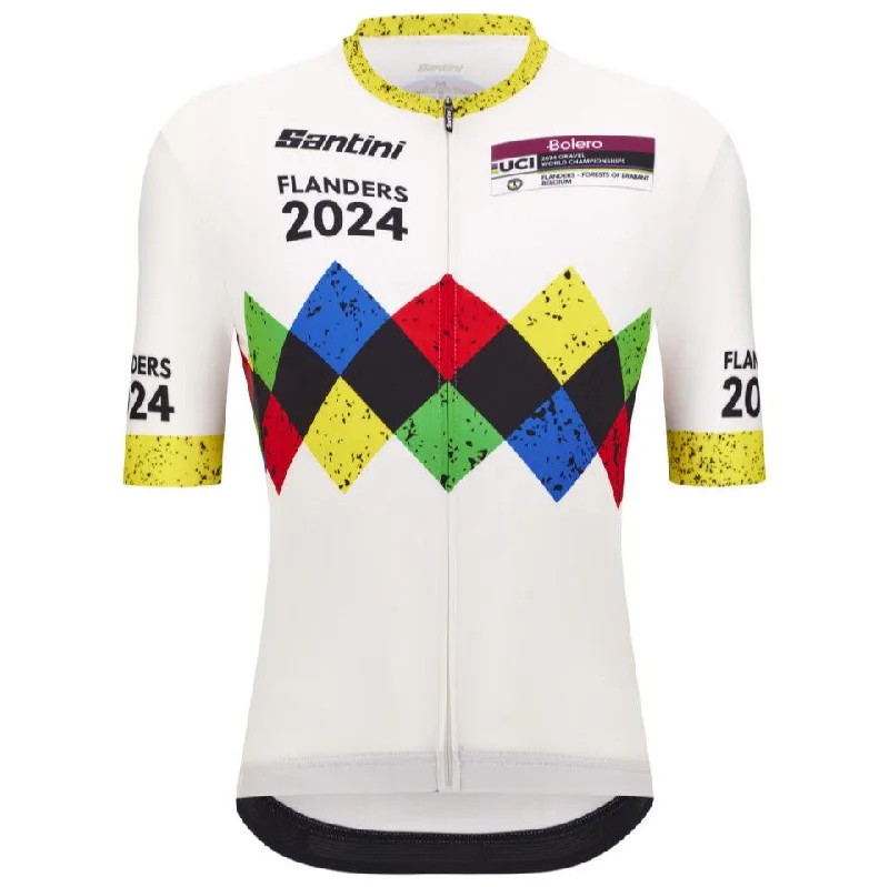 bicycle pedal control-Maglia Santini UCI Gravel World Championship Flanders 2024 - Bianco