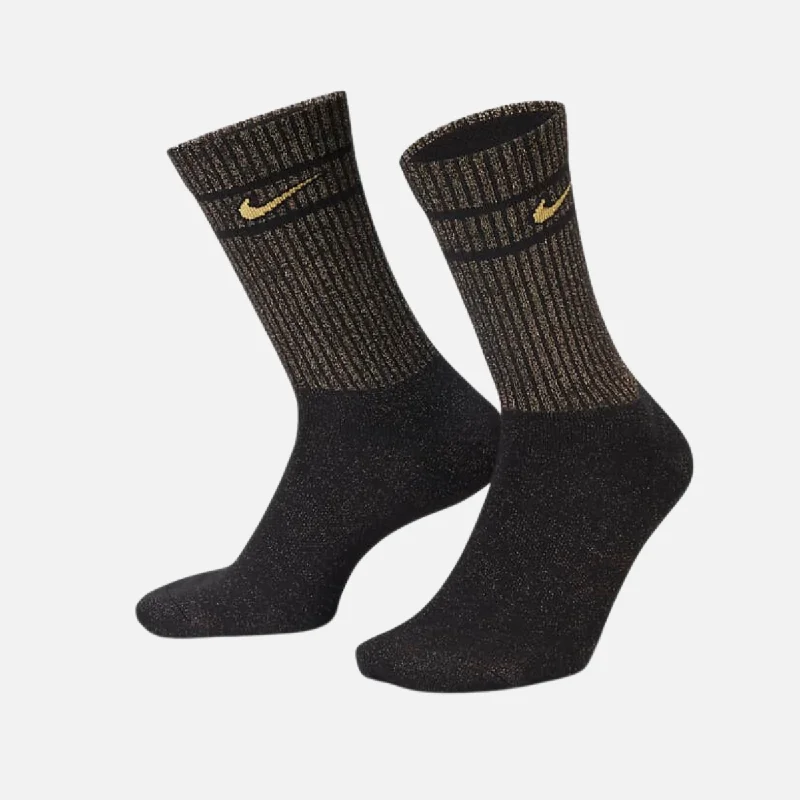 bicycle saddle alignment-Nike Everyday Essential Metallic Crew Socks -Black/Metallic Gold/Buff Gold