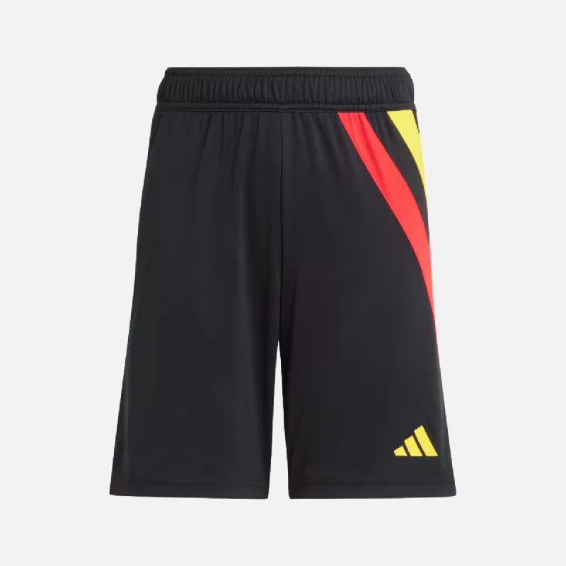 bicycle lever responsiveness-Adidas Fortore 23 Kids Unisex Shorts (5-16 Years) -Black/Team Collegiate Red/Team Yellow/Team Green