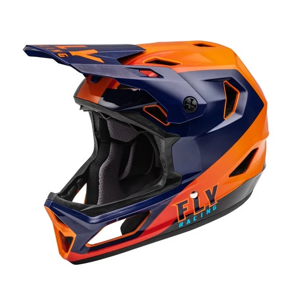 bicycle stem stability-Fly Racing Youth Rayce Full Face Helmet - Navy/Orange/Red