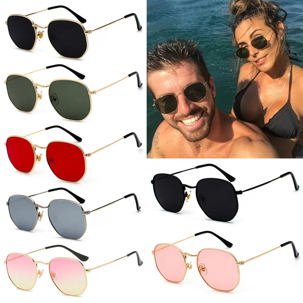 bicycle seatpost optimization-Small Square Sunglasses for Men and Women Polygon Mirrored Lens Sun Glasses Driving Eyewear Fashion Metal Frame Glasses UV400