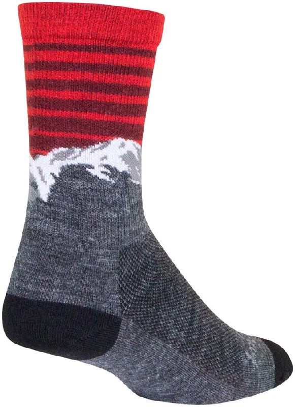 bicycle sharing precision-SockGuy Summit Wool Socks - 6" Gray/Red/White Small/Medium