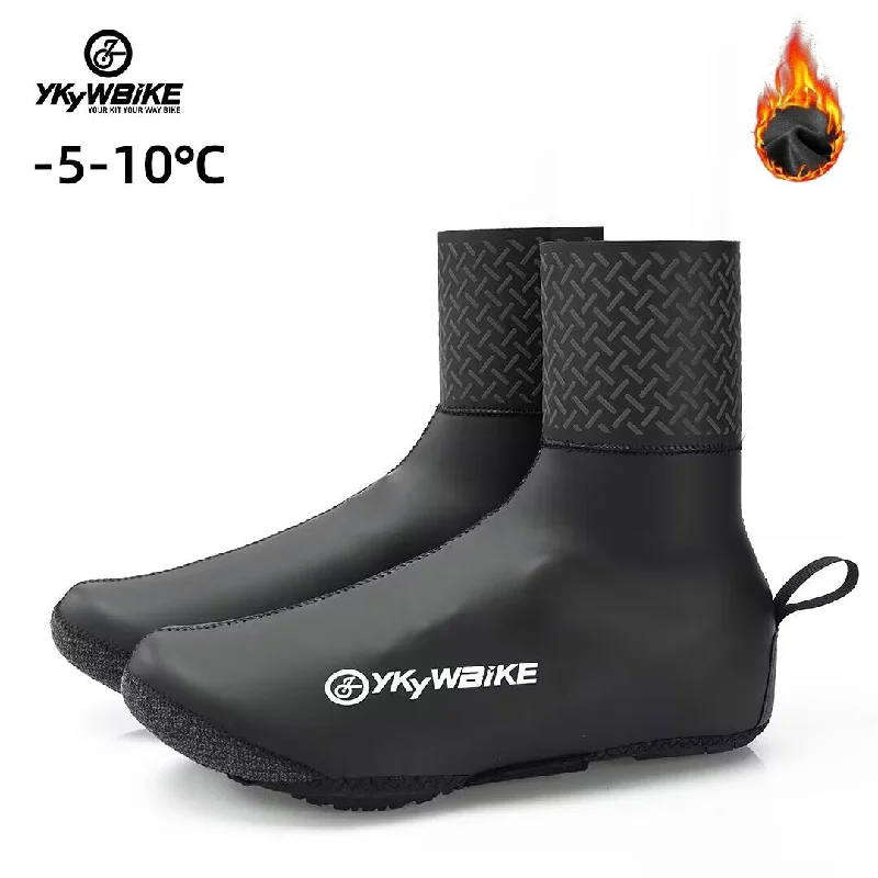 bicycle cleat responsiveness-YKYW Cycling Shoes Covers Winter -5-10°C Thermal Fleece Keep Warm Neoprene Waterproof Windproof Reflective with Velcro Straps Black