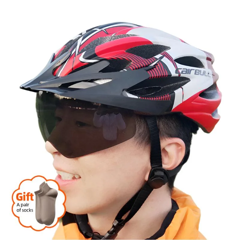 bicycle tire durability-Bicycle Safety Helmets cairbull Removable Lens Visor Mountain Road Bike Helmet Integrally-molded Ultralight With Rearlight cap