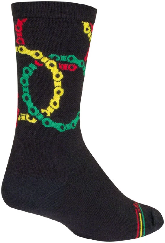 bicycle exercise precision-SockGuy Connected Crew Socks - 6" Black/Multi Large/X-Large