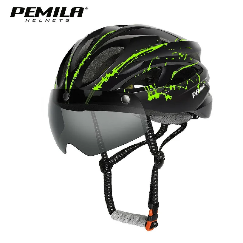 bicycle pad flexibility-PEMILA Integrally-Molded Cycling Helmet Racing Ultralight Bicycle Helmet Men Women Motorcycle Bike Helmet with Magnetic Glasses