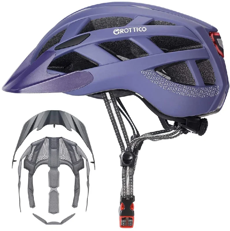 bicycle valve rigidity-Grottico Adult Men/Women Bicycle Helmet with Light