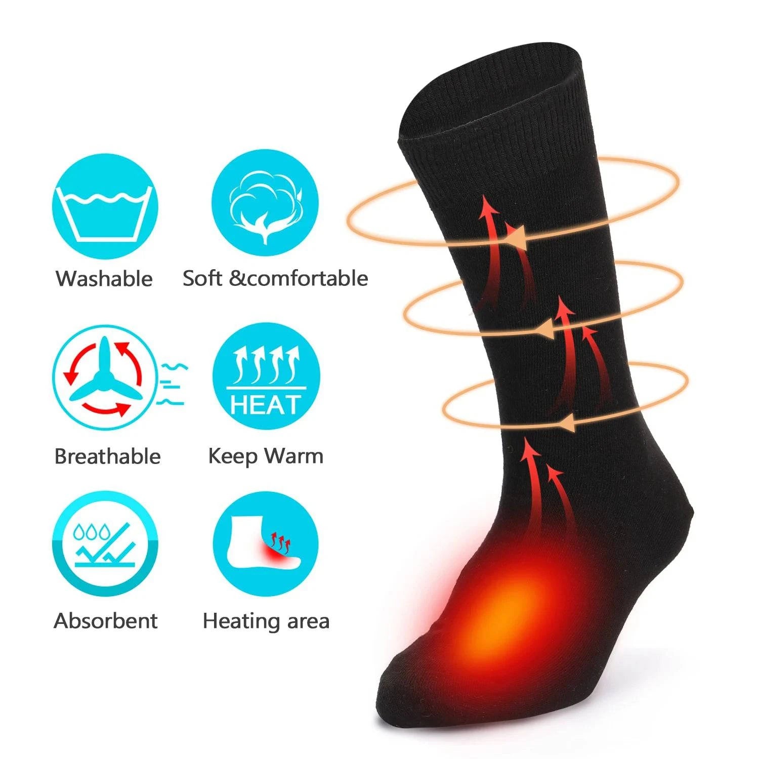 bicycle tool refinement-Electric Heated Socks Battery Powered Cold Weather Heat Socks for Men &Women Outdoor Camping Hiking Motorcycle Warm Winter Socks