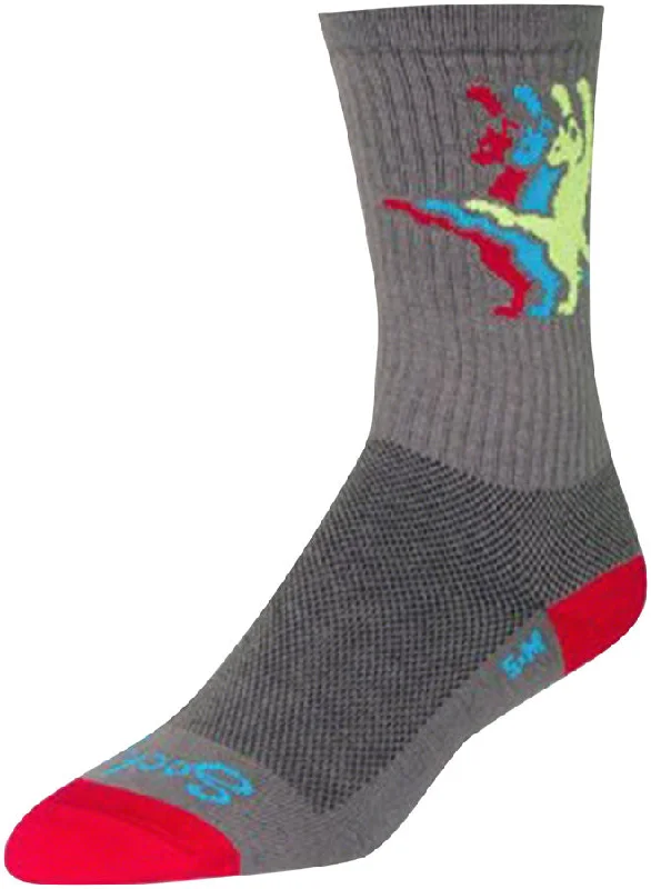 bicycle seatpost resilience-SockGuy Crew Kat-Fu Socks - 6" Gray Small/Medium