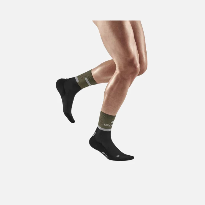 bicycle gear agility-Cep The Run Compression 4.0 Mid Cut Men Socks -Olive/Black