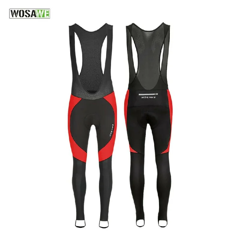 bicycle rust responsiveness-Men Cycling Bib Pants Thermal Reflective Winter Bib Shorts with Braces Cycling Gel Pad MTB Bike Trousers Long Pant