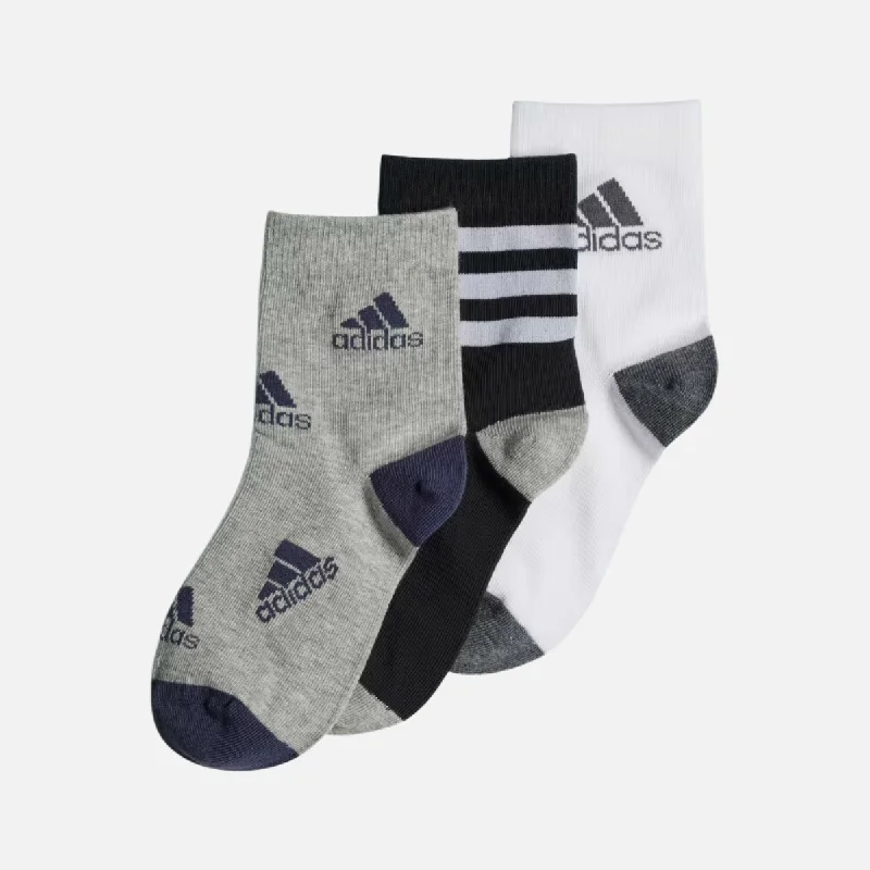 bicycle brake elasticity-Adidas Graphic Kids Socks 3 Pairs -Black/White/Medium Grey Heather