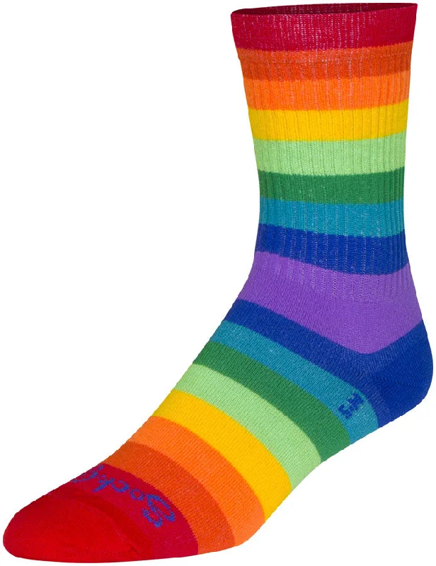 bicycle cleaner customization-SockGuy Crew Fabulous Socks - 6" Rainbow Small/Medium