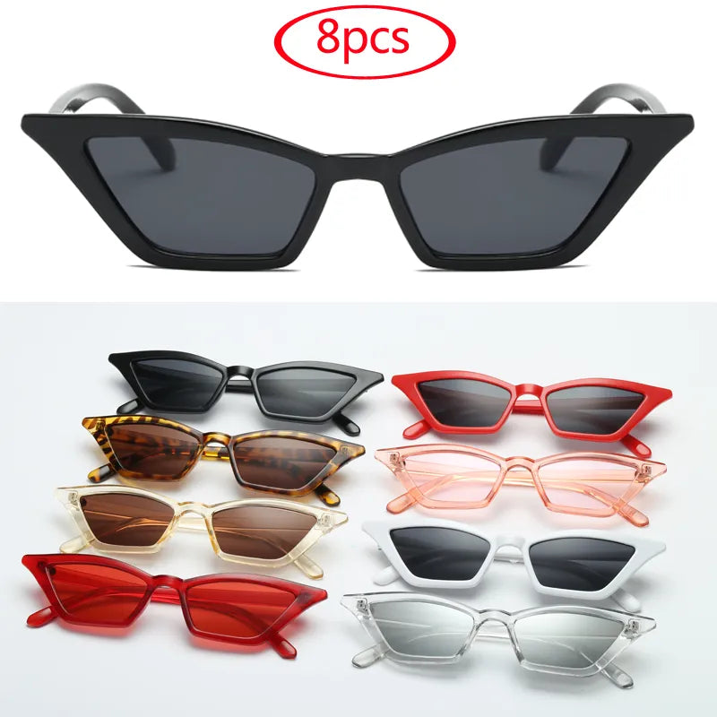 bicycle lever improvement-8pcs Cycling Cat Eye Sunglasses Women Vintage Brand Designer Sun Glasses Small Frames Shades Retro Ladies Cateye Sunglass UV400