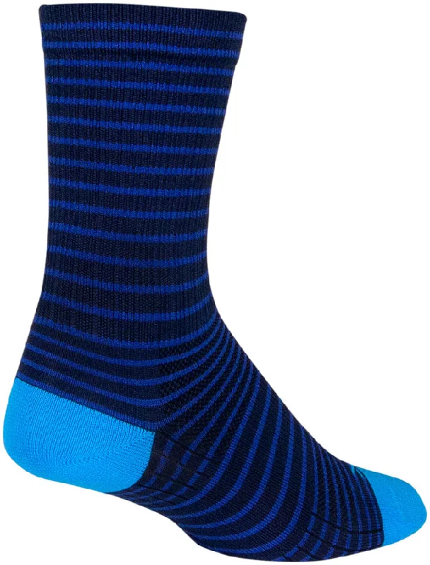 bicycle pedal flexibility-SockGuy Navy Stripes SGX Socks - 6" Navy Large/X-Large