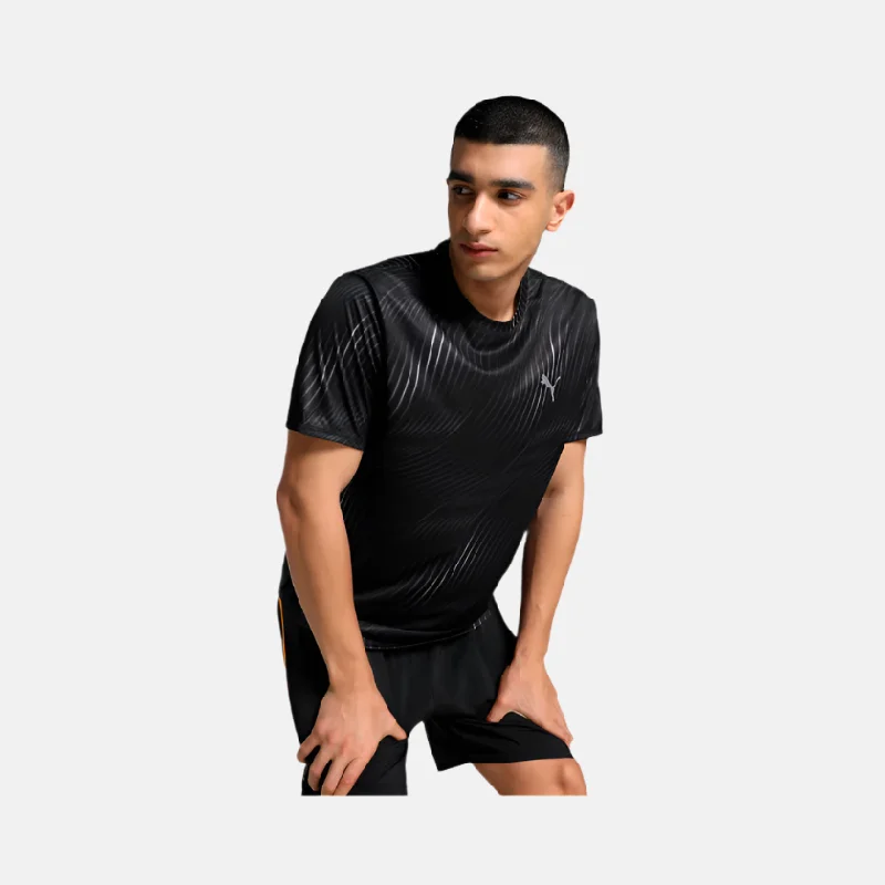 bicycle tire control-Puma Run Favorite Printed Men's Short Sleeve Running T-shirt -Black/Q3 Print