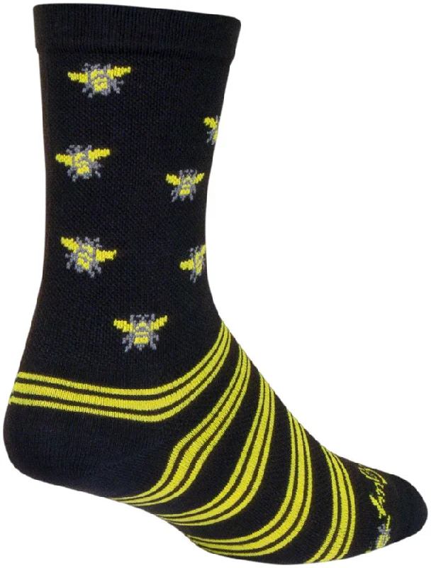 bicycle rotor flexibility-SockGuy Buzz Crew Socks - 6" Black/Yellow Large/X-Large