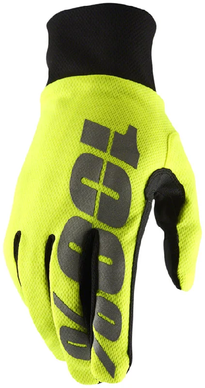 bicycle shoe upgrade-100% Hydromatic Gloves - Neon Yellow Full Finger Mens Medium