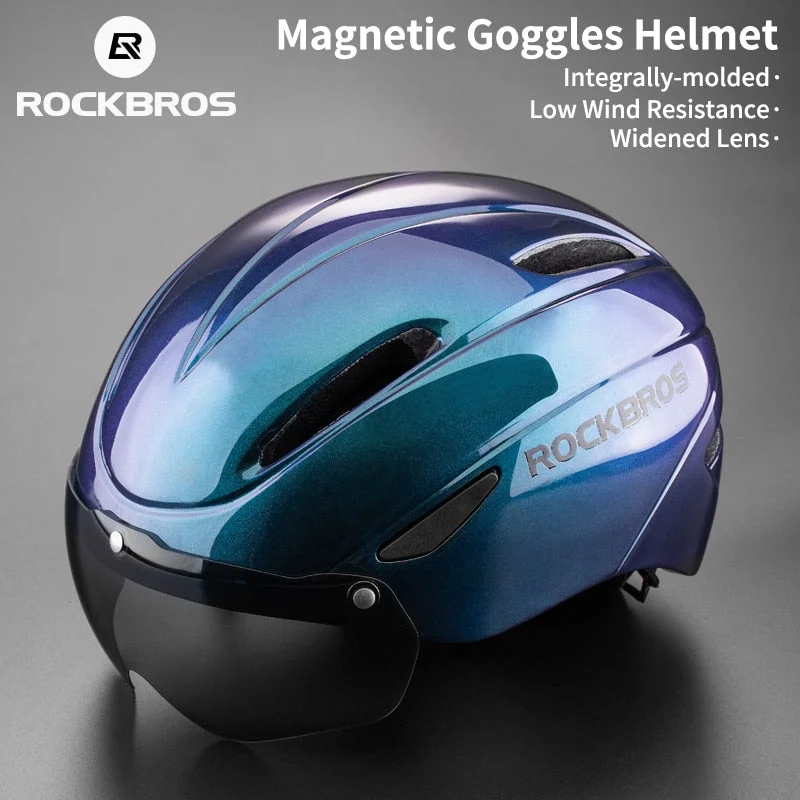 bicycle lever control-ROCKBROS Magnetic Goggles Bicycle Helmet